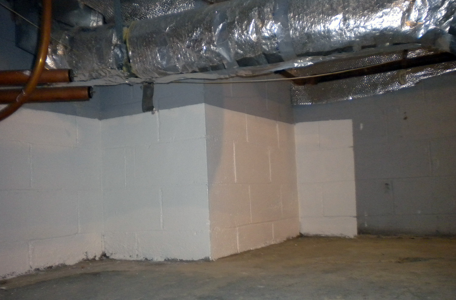 Mold eliminated from the basement walls of a commercial building